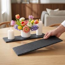 Itens Placa de ardósia longa, bandeja decorativa de pedra natural 40×13cm 2 unidades