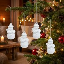 Itens Boneco de neve branco com mica como cabide 4,5 cm 12 unidades