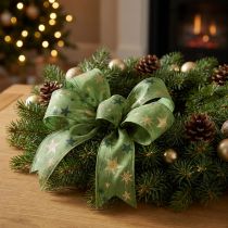 Itens Fita de Natal com estrelas fita para presente verde com borda de arame 40mm 15m