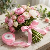 Itens Fita para presente e decoração 15mm x 50m rosa claro