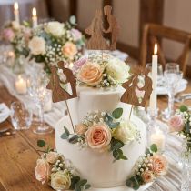 Itens Plugue de flor decoração de casamento bolo topper casal de casamento natural 28,5 cm 14 unidades