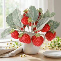Itens Morangos artificiais, conjunto de 6 unidades - um item decorativo duradouro, 23 cm