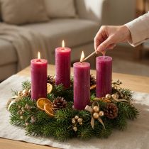 Itens Velas em bastão Berry cor sólida 34x300mm 4 un