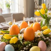 Itens Vela em formato de ovo para decoração de Páscoa, perfeita para criar um ambiente festivo em casa, 9 cm, 20 h, 6 unidades.