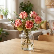 Itens Rosas artificiais rosas decorativas rosa com botões C44cm 4 un