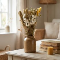 Itens Buquê de flores secas flores de palha Phalaris branco amarelo 30cm