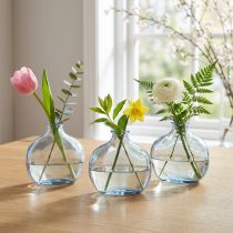 Itens Vaso de vidro pequeno transparente moderno mini vaso de vidro azul 11×6×10cm 3 peças