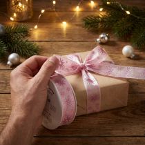 Itens Fita de presente estrelas fita de Natal rosa 25mm 20m