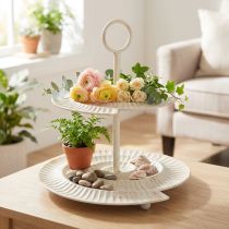 Itens Suporte de servir vintage de vários andares para decoração elegante na sala de estar ou no parapeito da janela, 39 cm