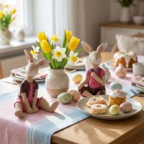 Itens Conjunto de miniaturas de coelhinhos da Páscoa, decoração de mesa fofa para a Páscoa e a primavera, 9 cm, 4 peças.
