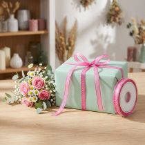 Itens Fita decorativa com bolinhas rosa 7mm 20m