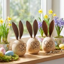 Itens Coelho decorativo em formato de ovo, com personalidade, para decoração de primavera e outras estações do ano, 14 cm, conjunto de 3 peças.