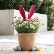 Itens Orelhas decorativas de coelhinho rosa para a Páscoa em bastão flocado Alt.56cm