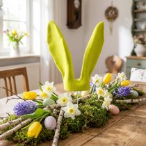 Itens Orelhas de decoração de coelhinho amarelo verde pistache Páscoa em palito 56cm