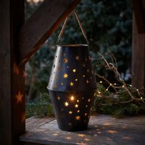 Itens Lanterna suspensa de metal em antracite com estrelas - Ø18,5 cm, altura 50 cm - Elegante iluminação externa e interna