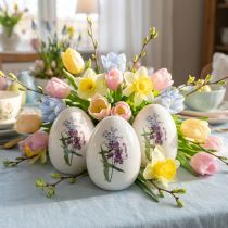 Itens Decoração de ovos de Páscoa em cerâmica com decoração floral 12cm 3 unidades