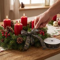 Itens Fita de Natal decoração de chifre de estrela marrom dourado W25mm C15m