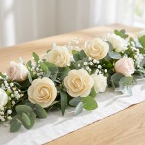 Itens Rosas Decorativas Creme Rosas Artificiais Rosas de Madeira Ø7,5cm 12 peças