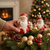 Itens Figuras de Natal Papai Noel com animais 10x7x9cm 2 unidades
