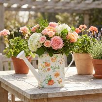 Itens Regador vintage decorativo de metal com motivo de rosa, decoração de jardim de verão, regador nostálgico para plantio, 31,5 cm de altura.