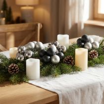 Itens Mini bolas de Natal prata, vidro antracite Ø40mm mix 32 un