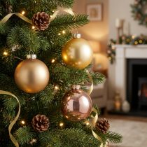 Itens Bolas de Natal de vidro – foscas e brilhantes em ouro, rosa 7,5 cm 12 unidades