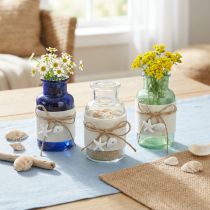 Itens Vasos para garrafas marítimas com feltro azul verde branco 12,5cm 3 peças