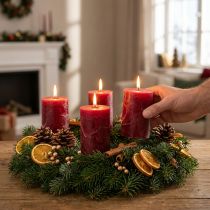Itens Velas de pilar de cor sólida, vermelho escuro, 70x100mm (conjunto de 4) – Velas premium de longa duração