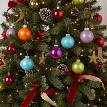 Itens Conjunto de enfeites de Natal coloridos e brilhantes, 60 mm, 24 peças