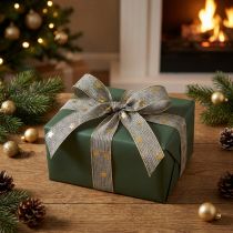 Itens Fita de Natal com estrelas fita preta ouro branco 25mm 18m