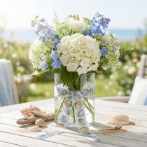 Itens Fita de presente decoração marítima conchas azul 25mm 15m