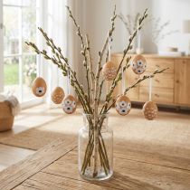 Itens Decoração de Páscoa com ovos de galinha naturais, 6 cm, 6 peças.