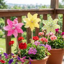 Itens Cata-vento rosa amarelo verde moinho de vento decoração de varanda Ø15cm 3 unidades