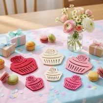 Itens Cupcakes de madeira decoração de mesa cores pastel muffins decoração de aniversário 24 peças