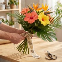 Itens Fita decorativa folhas tropicais fita de algodão marrom 30mm 15m