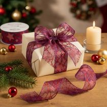 Itens Fita decorativa brilhante com estampa de estrelas para decoração de Natal, 40 mm x 15 m