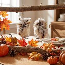 Itens Decoração de coruja figuras de coruja pequenas, decoração de animais da floresta 11cm branco-marrom 2 unidades