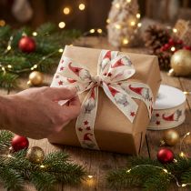 Itens Fita para presente Fita de Natal gnomo creme 25mm 20m