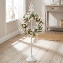 Itens Suporte para guirlanda Shabby Chic Branco Suporte para guirlanda Metal 4 ganchos H76cm