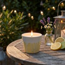 Itens Vela de citronela em vaso cerâmico amarelo creme Ø8,5cm
