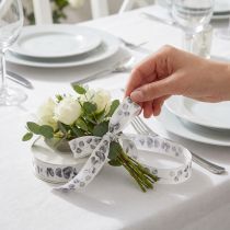 Itens Fita decorativa fita joia eucalipto branco cinza W25mm L20m