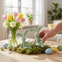 Itens Figura decorativa de coelho da Páscoa para decoração elegante de casa e Páscoa, 22 cm, 2 peças