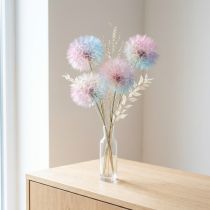 Itens Decoração de dente-de-leão, flor seca, estabilizada e tingida, delicada, durável, 12 cm, 4 peças