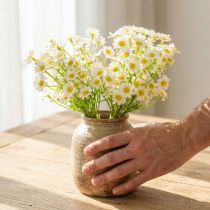 Itens Camomila artificial em buquê para decoração natural e prática, 28 cm, 3 peças.