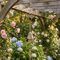Itens Sino de vento de metal com coração e sino para decoração de jardim antigo 72 cm