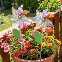 Itens Flor Catavento com Folha Moinho Cores Iridescentes Ø24cm 2uns