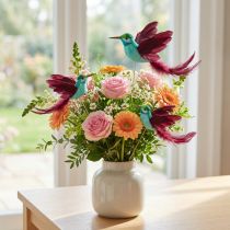 Itens Decoração de beija-flor em bastão turquesa bordô 13-15cmx9-10cm 6 un
