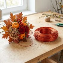 Itens Arame de alumínio Ø2mm, 500g, 60m na cor laranja - Arame flexível para artesanato floral e decoração.