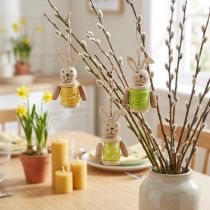 Itens Coelhinhos da Páscoa para pendurar decoração de Páscoa em juta de madeira Alt.6,5cm 9 unidades