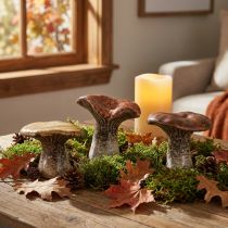 Itens Figuras decorativas de cogumelo inspiradas na natureza - vários tons de marrom, 6,4 cm - detalhes encantadores para jardim e casa Pacote de 3